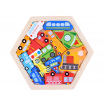 Drevené puzzle farebných Vozidiel Drevené puzzle farebných Vozidiel
